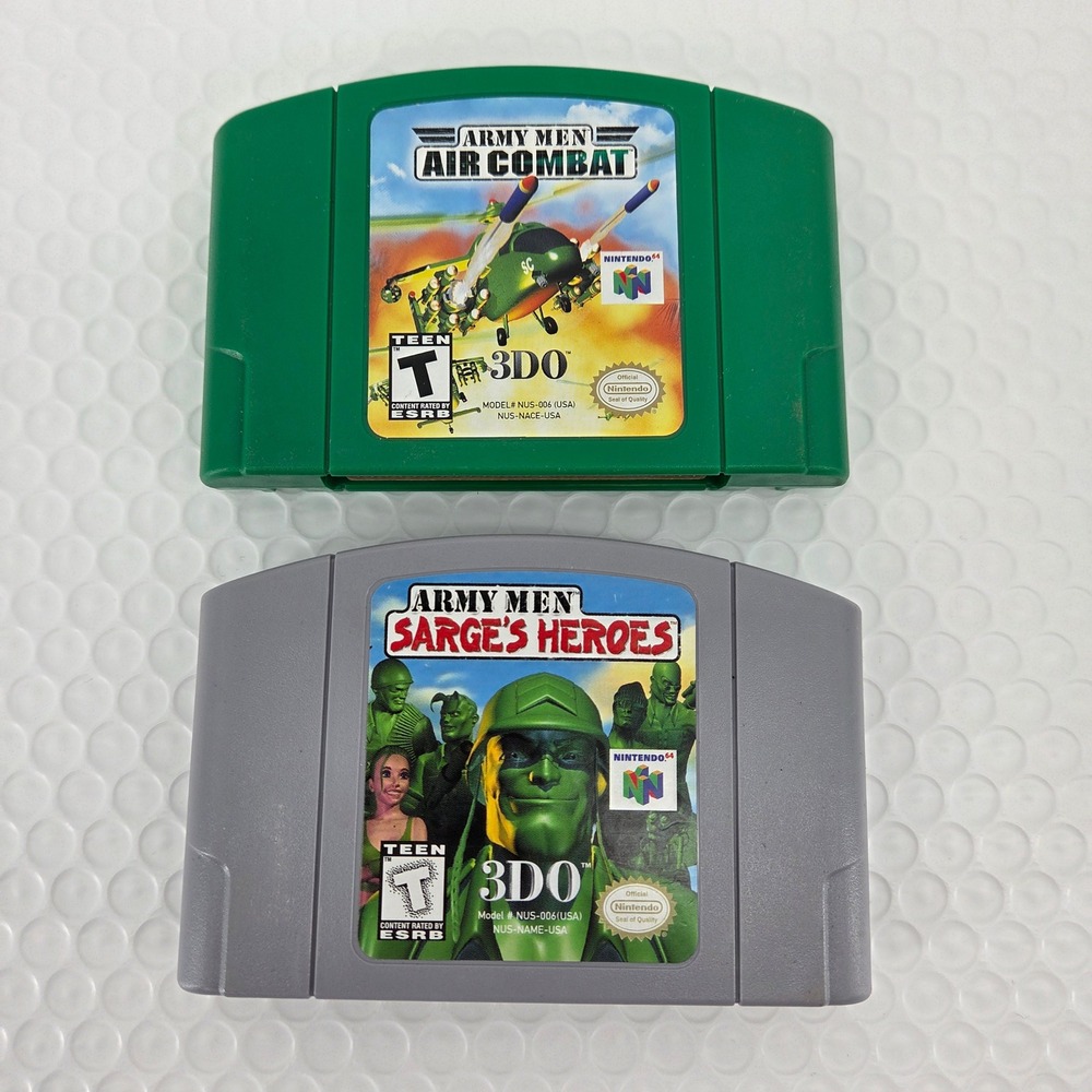 Nintendo 64 Army Men Air Combat & Sarge's Heroes N64 Game Cartridge Lot Tested